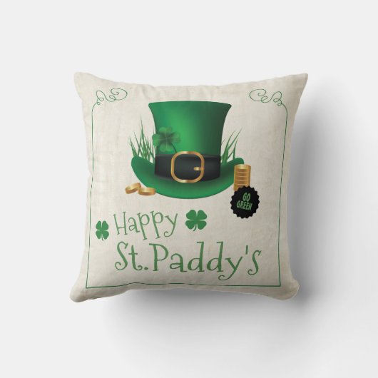 Leprechaun Hat Happy St. Paddy's ID636 クッション (裏面)