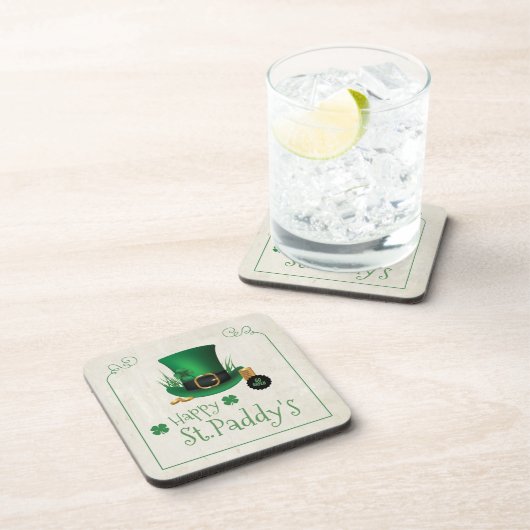 Leprechaun Hat Happy St. Paddy's ID636 コースター (右側)