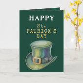 Leprechaun Hat Happy St Patrick Day Card カード (黄色い花)