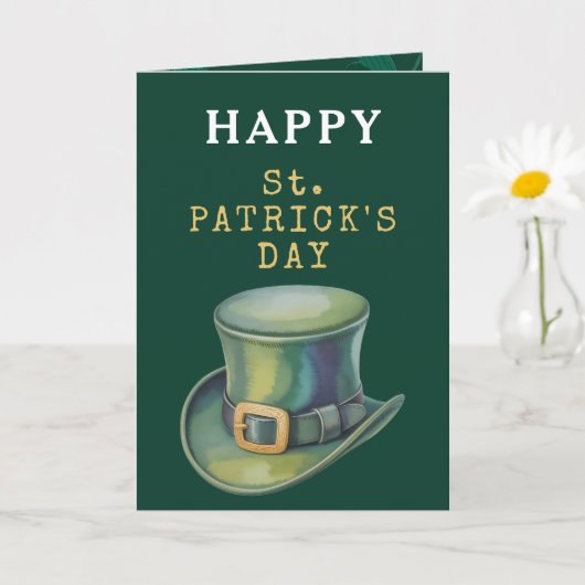 Leprechaun Hat Happy St Patrick Day Card カード (小さな植物)