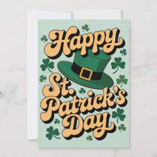 Leprechaun Hat& Shamrocks Happy St. Patrick's Day  招待状 (正面)