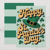 Leprechaun Hat& Shamrocks Happy St. Patrick's Day  招待状 (正面/裏面)