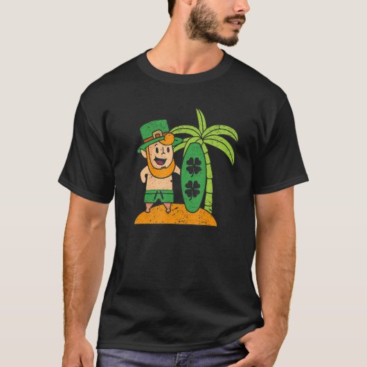 Leprechaun Hawaiian Surfing St Patricks Day Hawaii Tシャツ (正面)