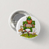 Leprechaun in Green, Happy Saint Patrick's Day 缶バッジ (正面&裏面)