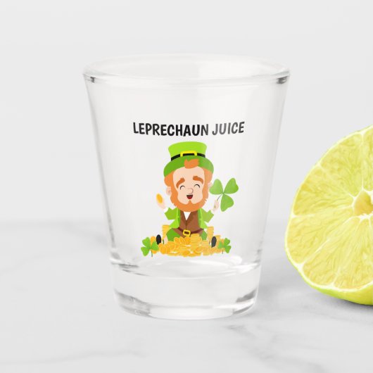Leprechaun Juice おもしろい LeprechaunとShamrock ショットグラス (正面)