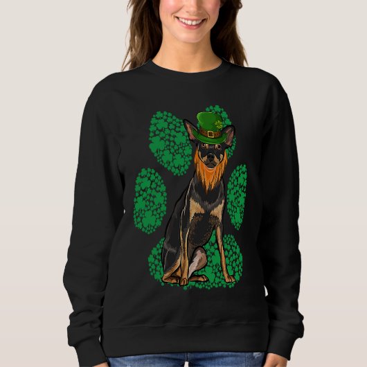 Leprechaun Miniature Pinscher St Patricks Day Sham スウェットシャツ (正面)