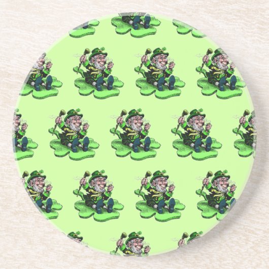 Leprechaun On Shamrock Sandstone Coaster コースター (正面)
