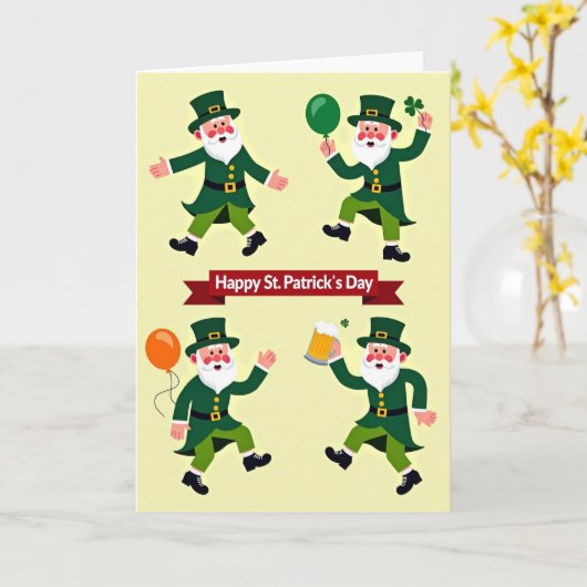 Leprechaun Pattern St Patricks Day Card カード (黄色い花)
