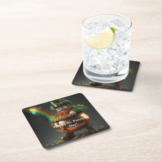 Leprechaun Pot Of Gold  スクエアペーパーコースター (インサイチュ)