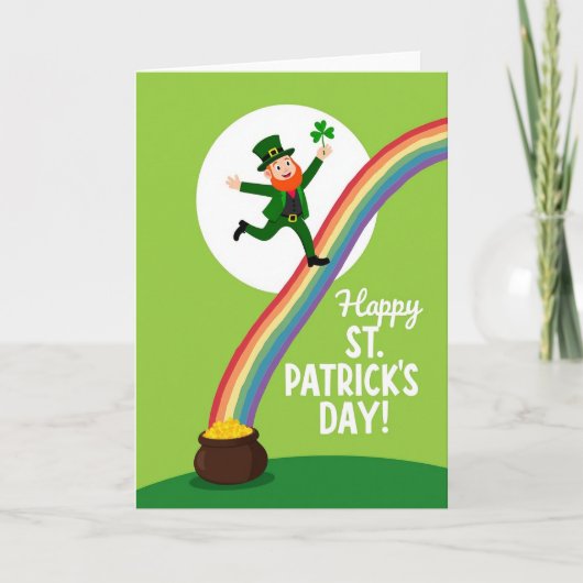 Leprechaun Rainbow Faux Gold Foil Card カード (正面)