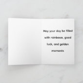 Leprechaun Rainbow Gold Pot Green Cartoon カード (内部)