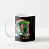 Leprechaun Riding Dinosaur St Patricks Day Boys Me コーヒーマグカップ (左)
