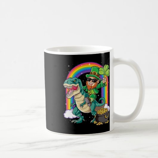 Leprechaun Riding Dinosaur St Patricks Day Boys Me コーヒーマグカップ (右)
