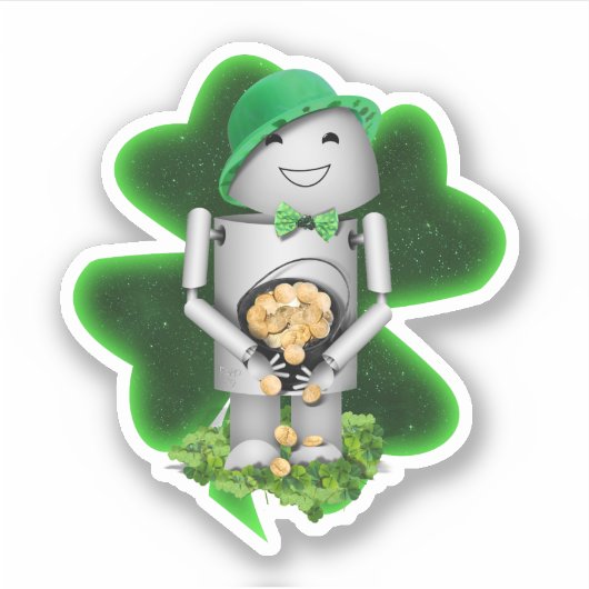 Leprechaun Robot St. Patrick's Day シール (正面)