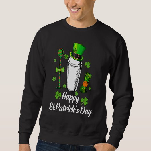 Leprechaun Shamrock Bartender Happy St Patrick's D スウェットシャツ (正面)
