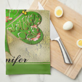 Leprechaun Shamrock "Happy St. Patrick's"キッチン キッチンタオル (四つ折り)