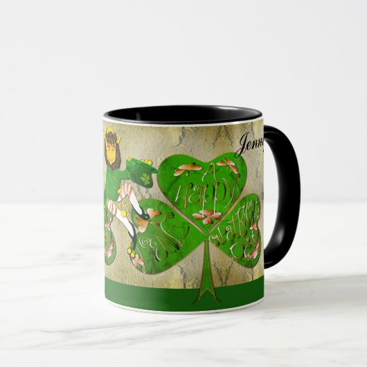 Leprechaun Shamrock "Happy St. Patrick's" マグカップ (正面右)