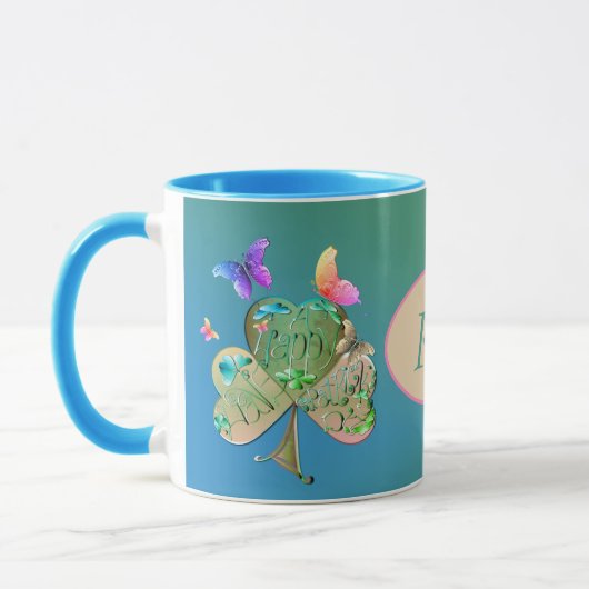 Leprechaun Shamrock St. Patrick's w/Name Mug マグカップ (左)