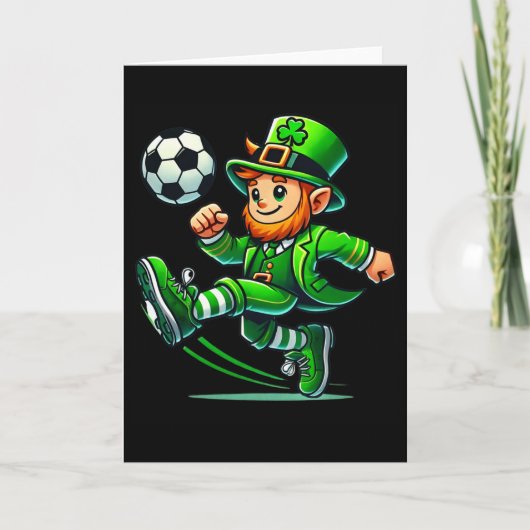 Leprechaun Soccer St Patricks Day Player Boys Men カード (正面)