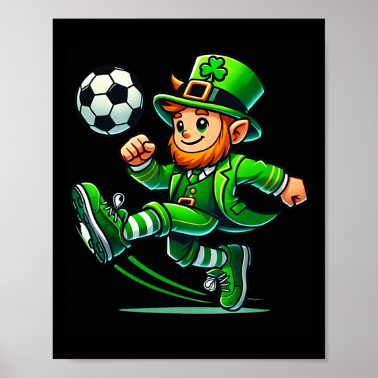Leprechaun Soccer St Patricks Day Player Boys Men ポスター (正面)