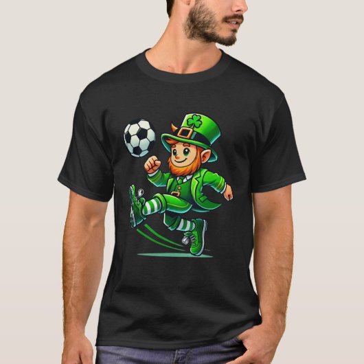 Leprechaun Soccer St Patricks Day Player Boys Men Tシャツ (正面)