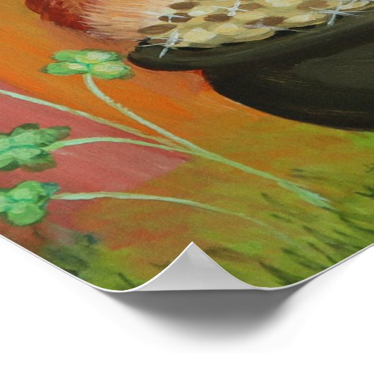 Leprechaun St. Patrick’s Day Tabby Cat Wall Art ポスター (角)