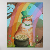 Leprechaun St. Patrick’s Day Tabby Cat Wall Art ポスター (正面)