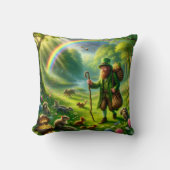 Leprechaun St. Patrick's Day Emerald Green Decor クッション (正面)