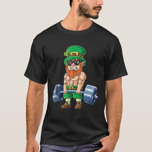 Leprechaun St Patricks Day Weightlifting Deadlift Tシャツ (正面)