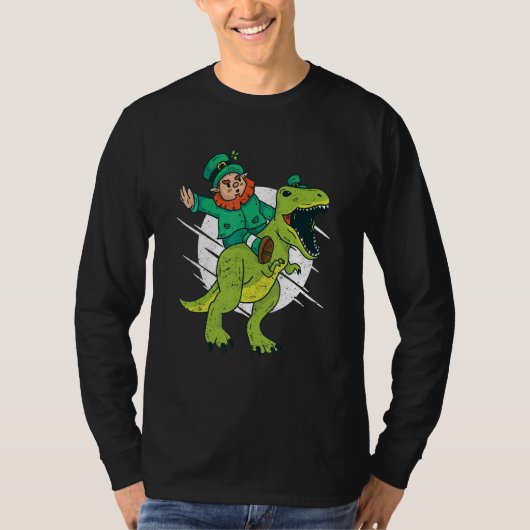 Leprechaun T-Rex Irish Shamrock Dinosaur St Patric Tシャツ (正面)