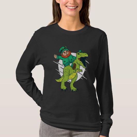 Leprechaun T-Rex Irish Shamrock Dinosaur St Patric Tシャツ (正面)