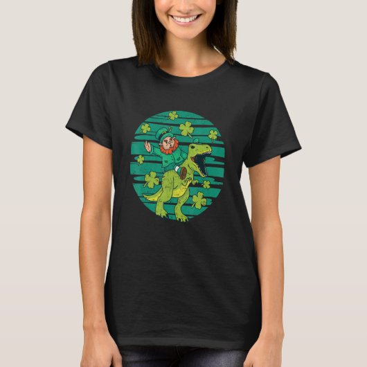 Leprechaun T-Rex Irish Shamrock Dinosaur St Patric Tシャツ (正面)
