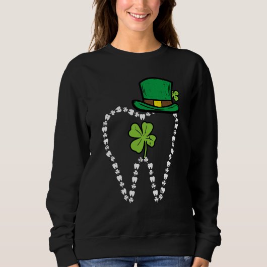 Leprechaun Tooth Shamrock St Patrick Day Dentist D スウェットシャツ (正面)