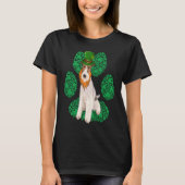 Leprechaun Wire Fox Terrier St Patricks Day Shamro Tシャツ (正面)