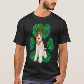 Leprechaun Wire Fox Terrier St Patricks Day Shamro Tシャツ (正面)