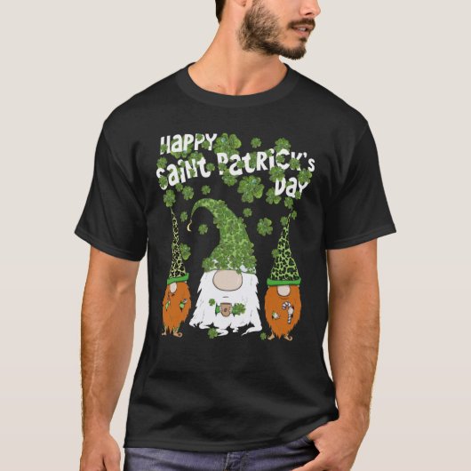 Leprechauns Leopard Shamrock Happy St Patricks Day Tシャツ (正面)