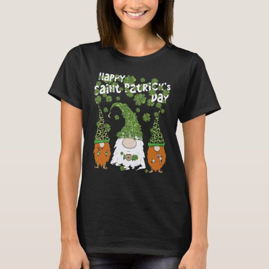 Leprechauns Leopard Shamrock Happy St Patricks Day Tシャツ (正面)