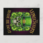 Leprechauns Made Me Do It Skull Shamrock Saint Pat ポストカード (正面)