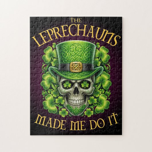 Leprechauns Made Me Do It Skull St Patrics Day ジグソーパズル (縦)