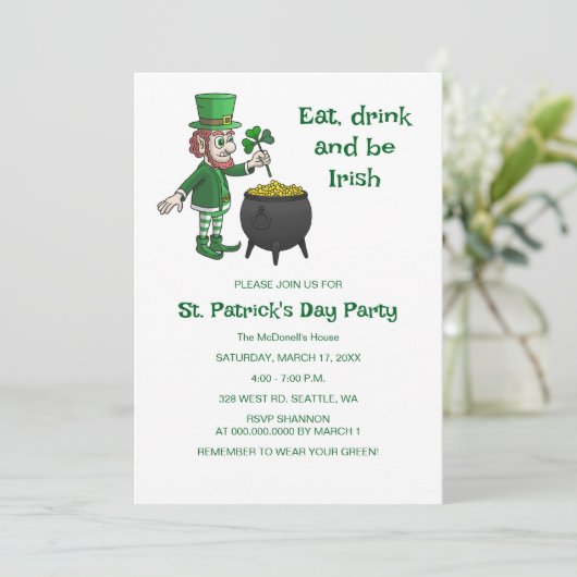 Leprechauns St. Patrick's day party 招待状 (スタンド正面)