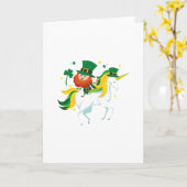 LepricornのユニコーンのSt patricks dayの子供か女の子 カード (黄色い花)