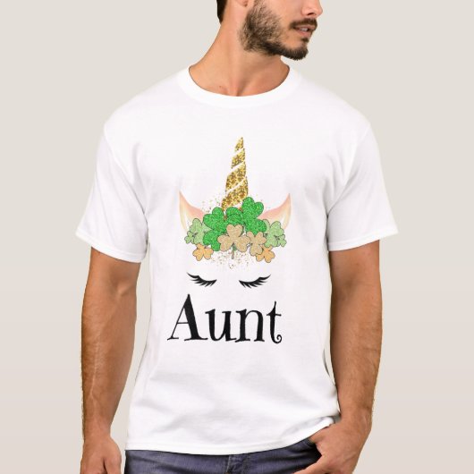Lepricorn Auntie Unicorn St. Patrick's Day おもしろい W Tシャツ (正面)