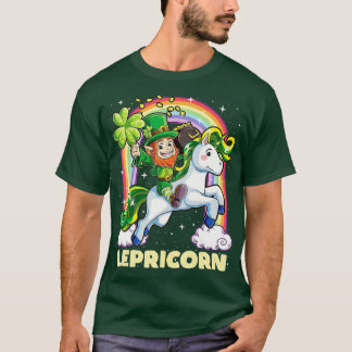 Lepricorn Leprechaun Riding UnicornSt patricks・ダ Tシャツ