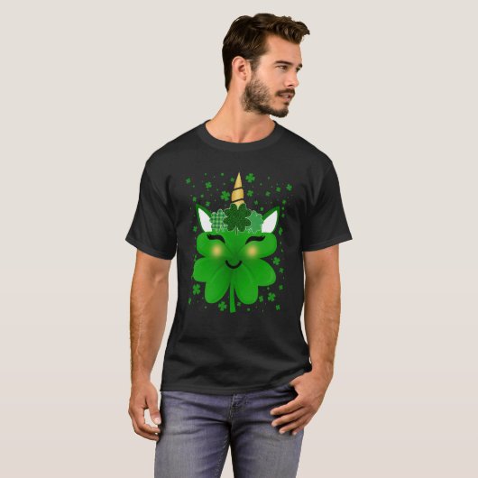 Lepricorn Leprechaun Unicorn Shamrock C St Patrick Tシャツ (正面フル)