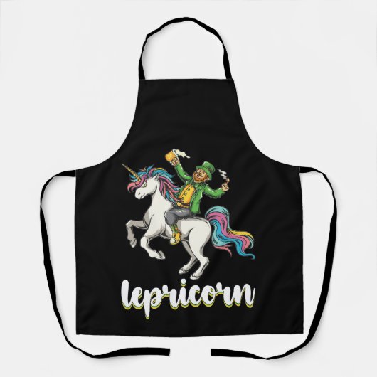 Lepricorn Leprechaun Unicorn St Patrick's Day エプロン (正面)