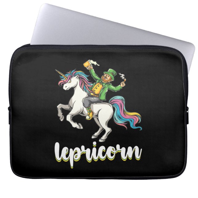Lepricorn Leprechaun Unicorn St Patrick's Day ラップトップスリーブ (正面)