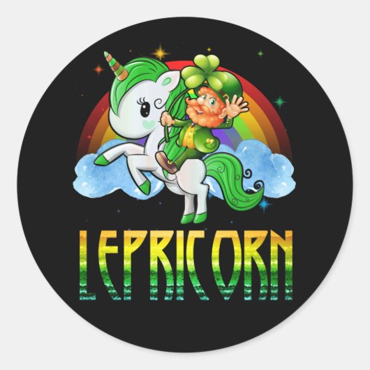 Lepricorn Leprechaun UnicornSt patricks day・ガールズ ラウンドシール (正面)