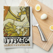 L'Ermitageアールヌーボーの花柄 キッチンタオル (四つ折り)