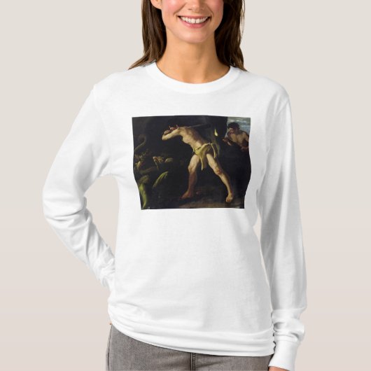 Lernaeanのヒュドラと戦うヘラクレス Tシャツ (正面)