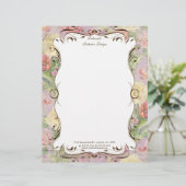 Lesのフルーアのシャクヤクのばら色のチューリップの花柄の文房具 レターヘッド (スタンド正面)